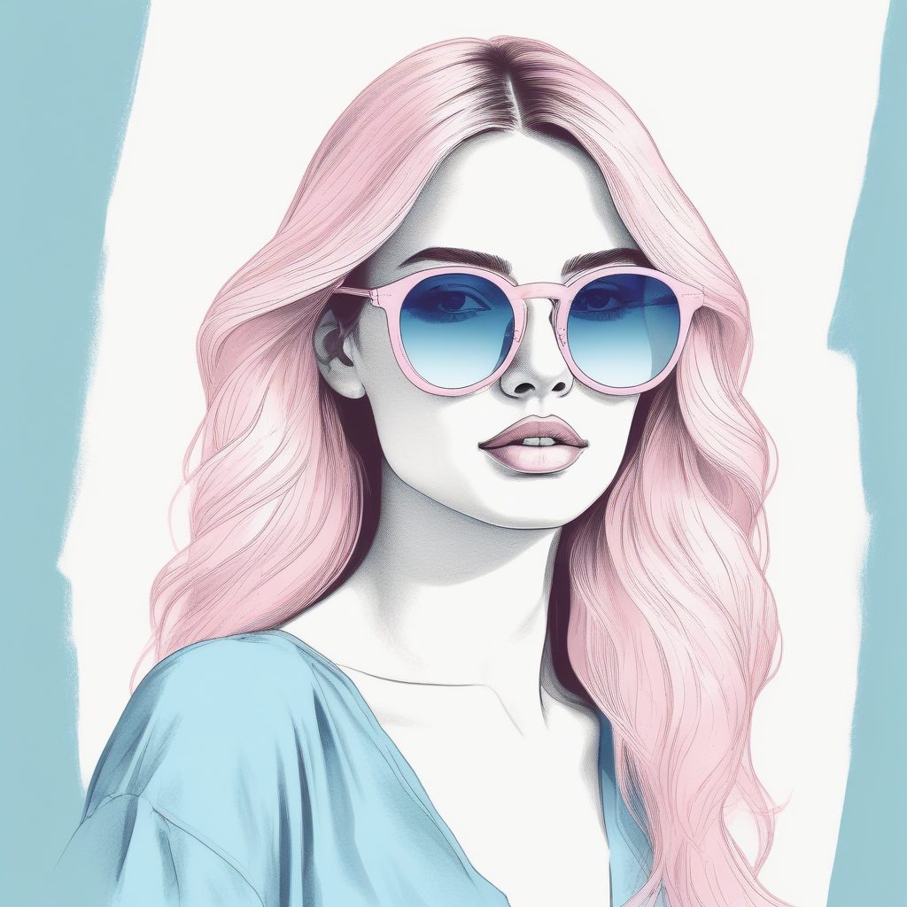 🎨 极简线稿风 | 粉蓝系时尚女孩头像装扮！一键出图做头像太绝了！