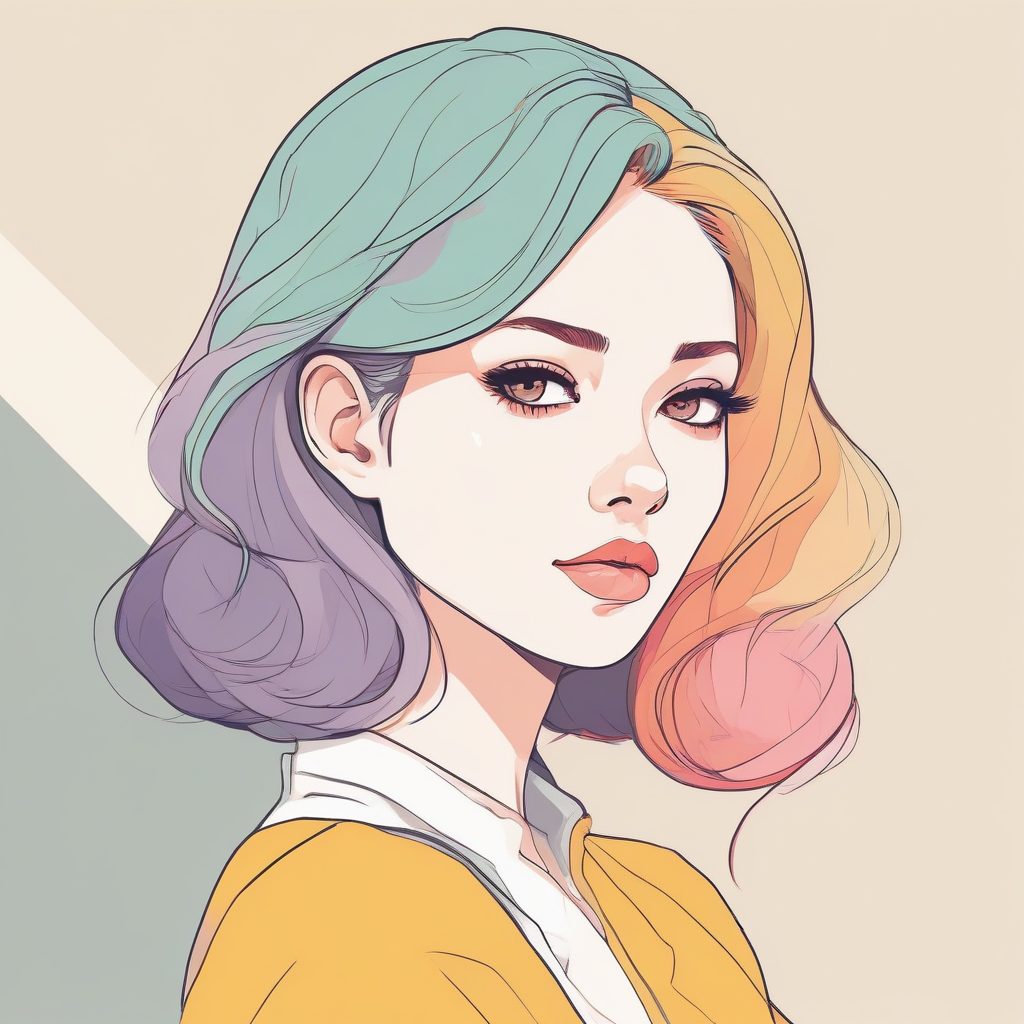 🟦矢量扁平化极简色块：高级感撞色动漫头像生成术！