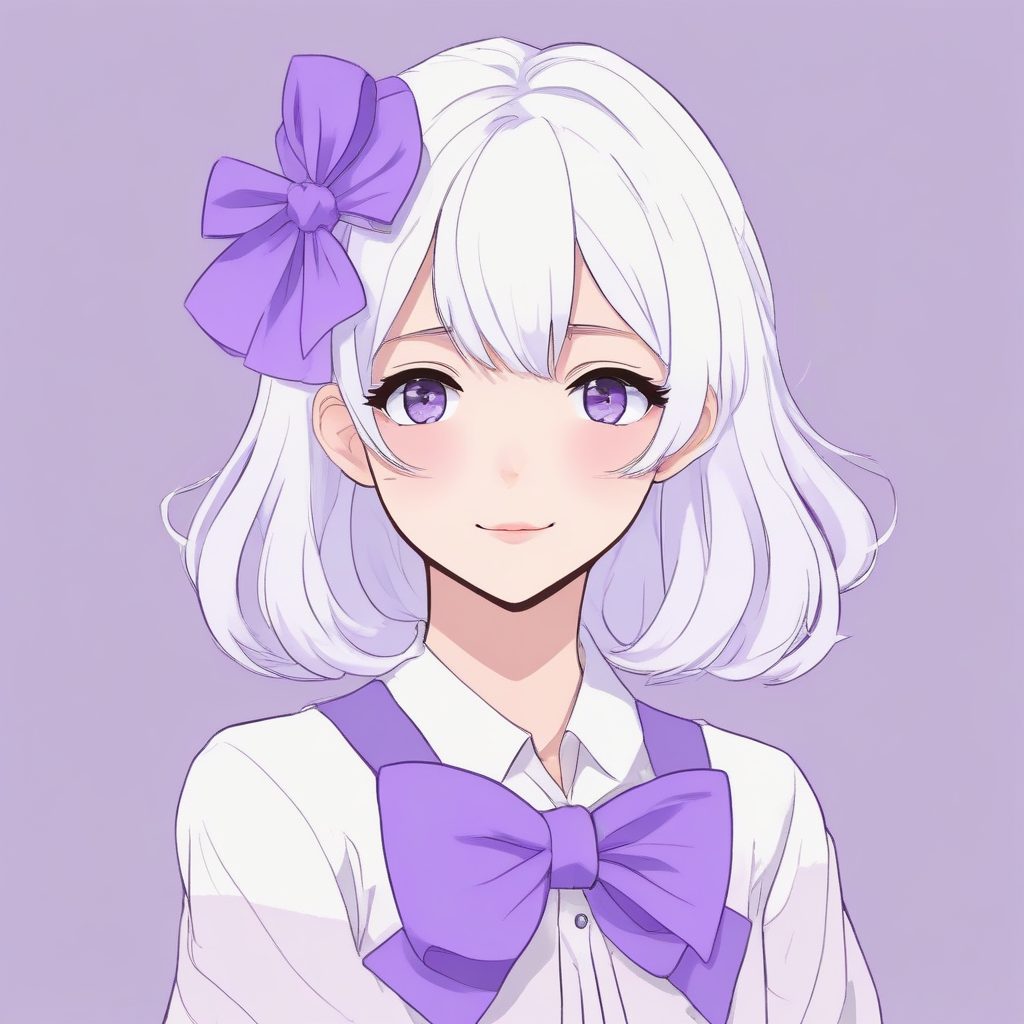 🍦极简可爱少女动漫风格肖像 | 淡紫色系，纯色背景头像生成公式