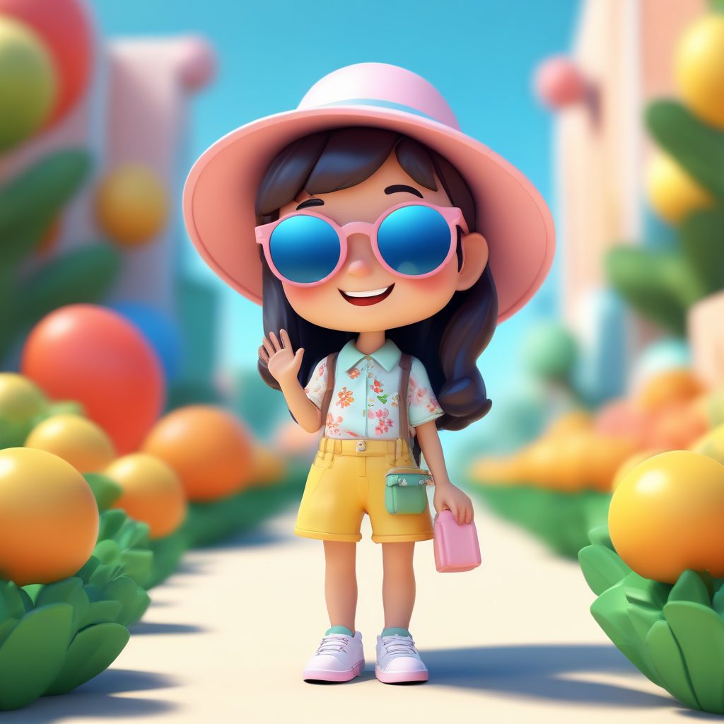 🌴夏日度假Q版：太阳镜与花衬衫，元气满满的3D渲染！
