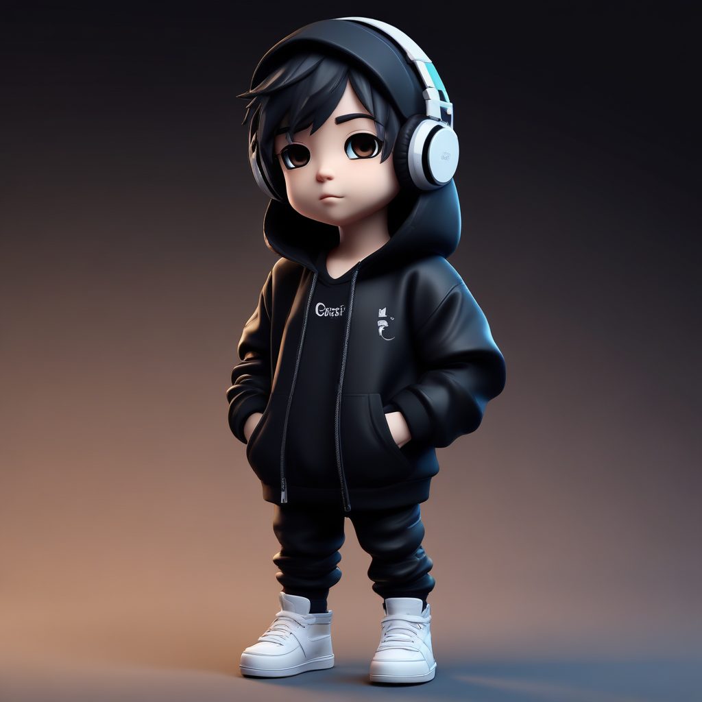 🎧帅酷Q版男生：黑色卫衣OOTD，街头潮流盲盒头像！🛹