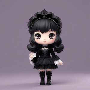 🖤甜酷暗黑萝莉Q版！最精致的哥特洛丽塔盲盒提示词💎