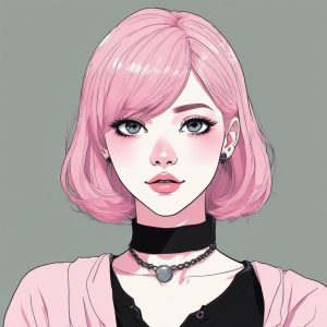 甜酷辣妹必备🔥 | 极简风粉黑撞色动漫肖像