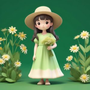 🏡田园牧歌Q版！草编帽+碎花裙,治愈系全身立绘！