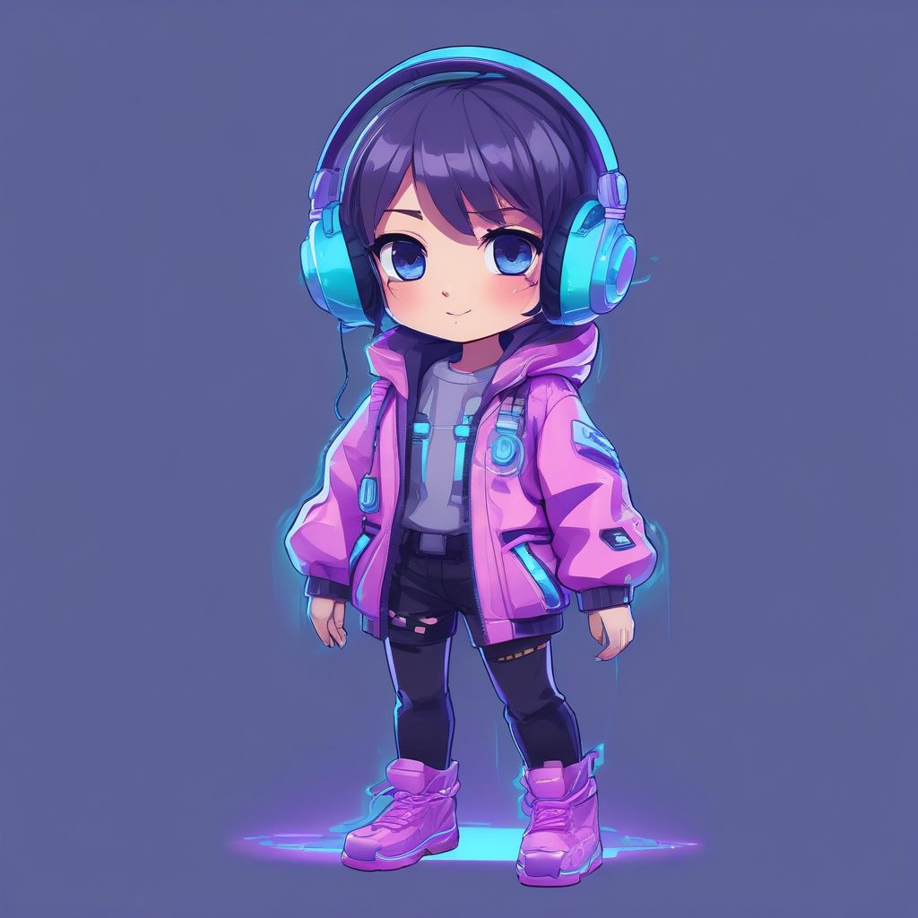 👾未来感爆棚！Q版赛博朋克少女提示词，自带霓虹特效！