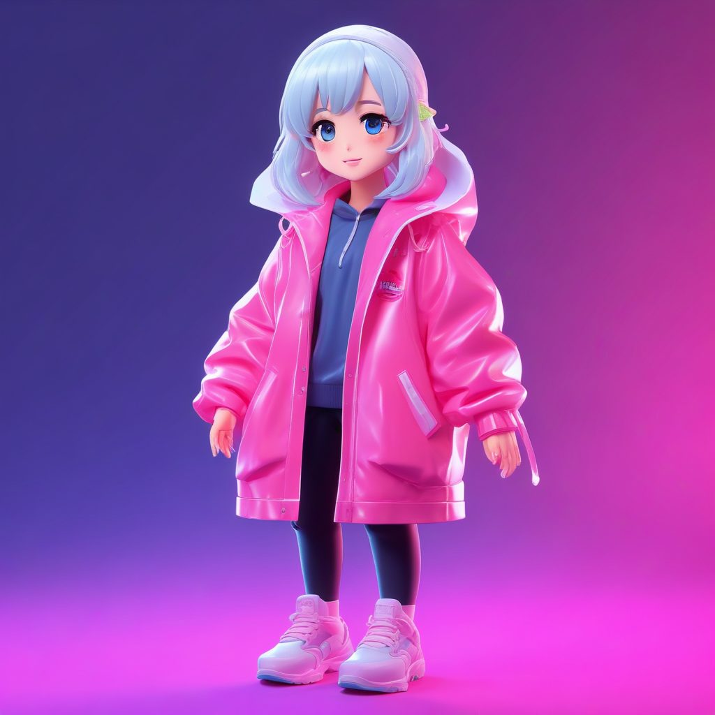 ☔️未来感Q版！透明雨衣+霓虹色背景，赛博朋克风插画🔥