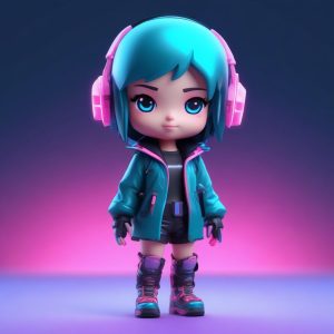 👾未来感赛博朋克！Q版盲盒少女的霓虹甜心风头像💖