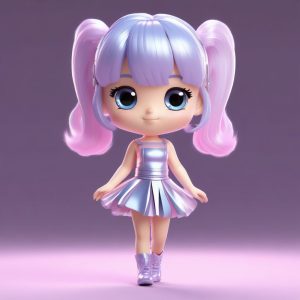 🌟未来偶像Q版：金属光泽与飘逸长发，梦幻感十足！