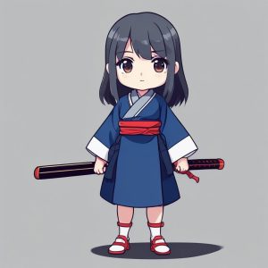 🥋武道馆学姐Q版卡 | 剑道主题插画，线条挑战训练！