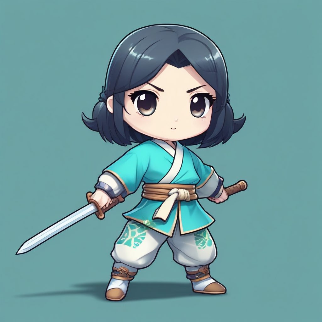 🥋武术少女Q版：国风武侠，超酷全身站姿！