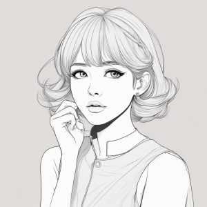 🖍️线条美学：侧脸日系插画，极简风格的轮廓力量