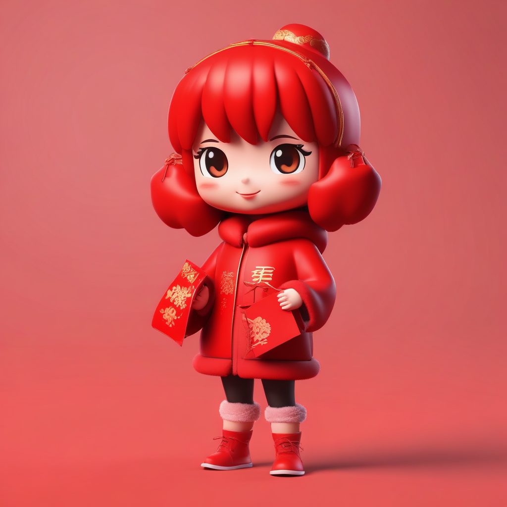🧧新年大吉！Q版喜庆小棉袄女孩,红红火火全身立绘！