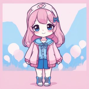 💡新手友好！一键生成：日系可爱风全身立绘插画模板