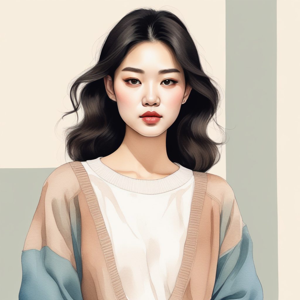 🧣慵懒韩系氛围感！Oversize毛衣手绘插画头像生成✨