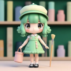 🎨油画少女Q版：贝雷帽与画笔，艺术气息浓厚！