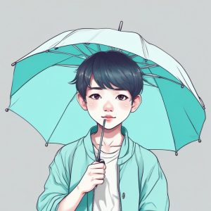 🌧️雨季温柔 | 极简灰调少年与透明伞，低饱和度高级感头像