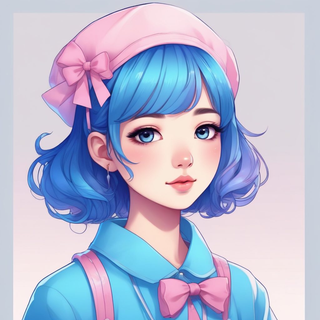 ☁️云朵甜心！氛围感拉满的粉蓝渐变发色少女肖像