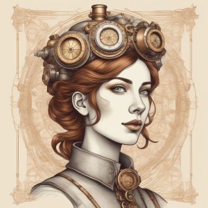 ⚙️蒸汽朋克机械感插画肖像：复古未来主义美学！