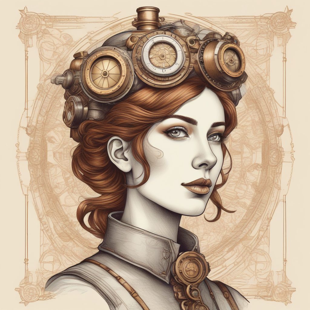 ⚙️蒸汽朋克机械感插画肖像：复古未来主义美学！