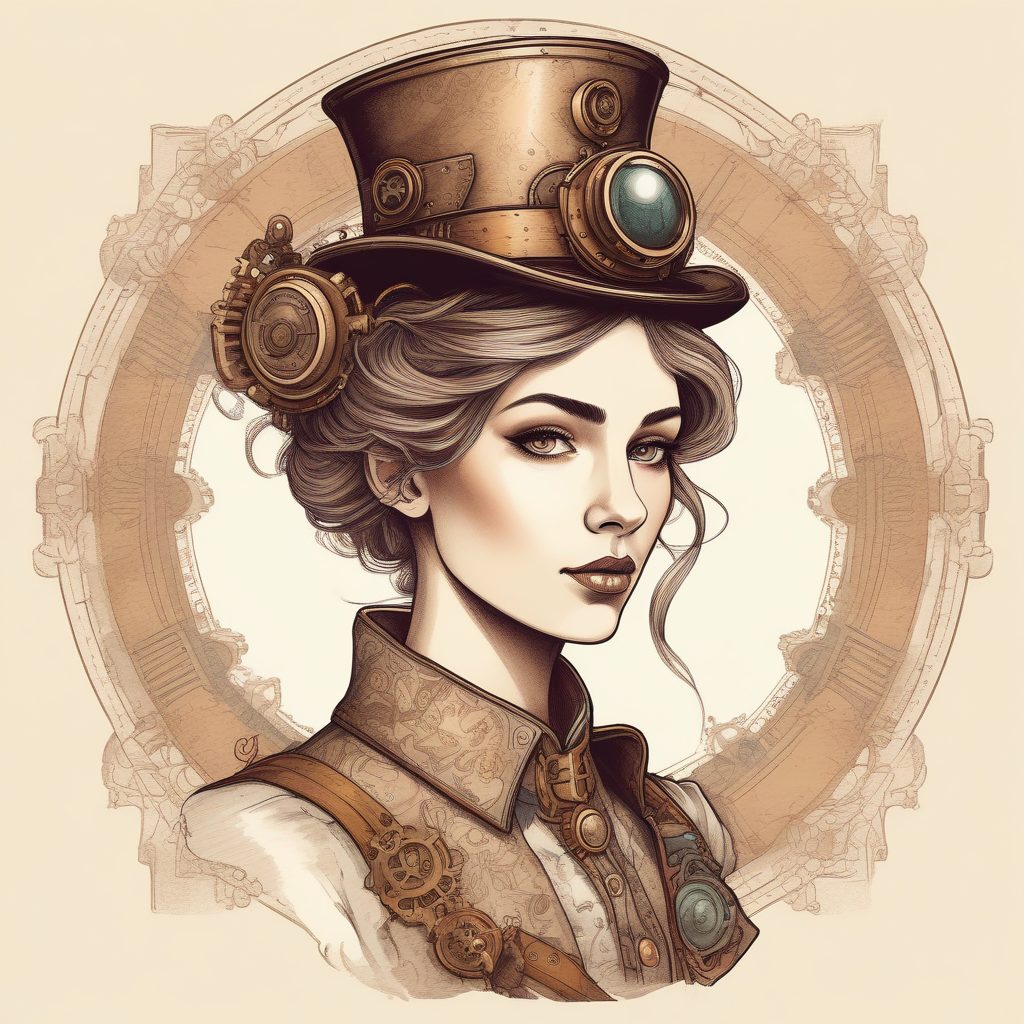 蒸汽朋克机械感插画肖像 | 手绘风格的硬核机械风人像🔥