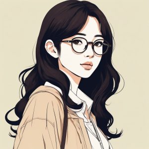 👓知性极简风！戴眼镜的文艺日系少女插画头像分享！