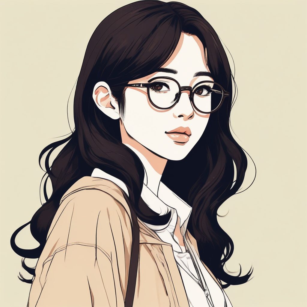 👓知性极简风！戴眼镜的文艺日系少女插画头像分享！