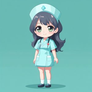 💊治愈系动漫Q版：温柔护士小姐姐全身照，极简主义配色！