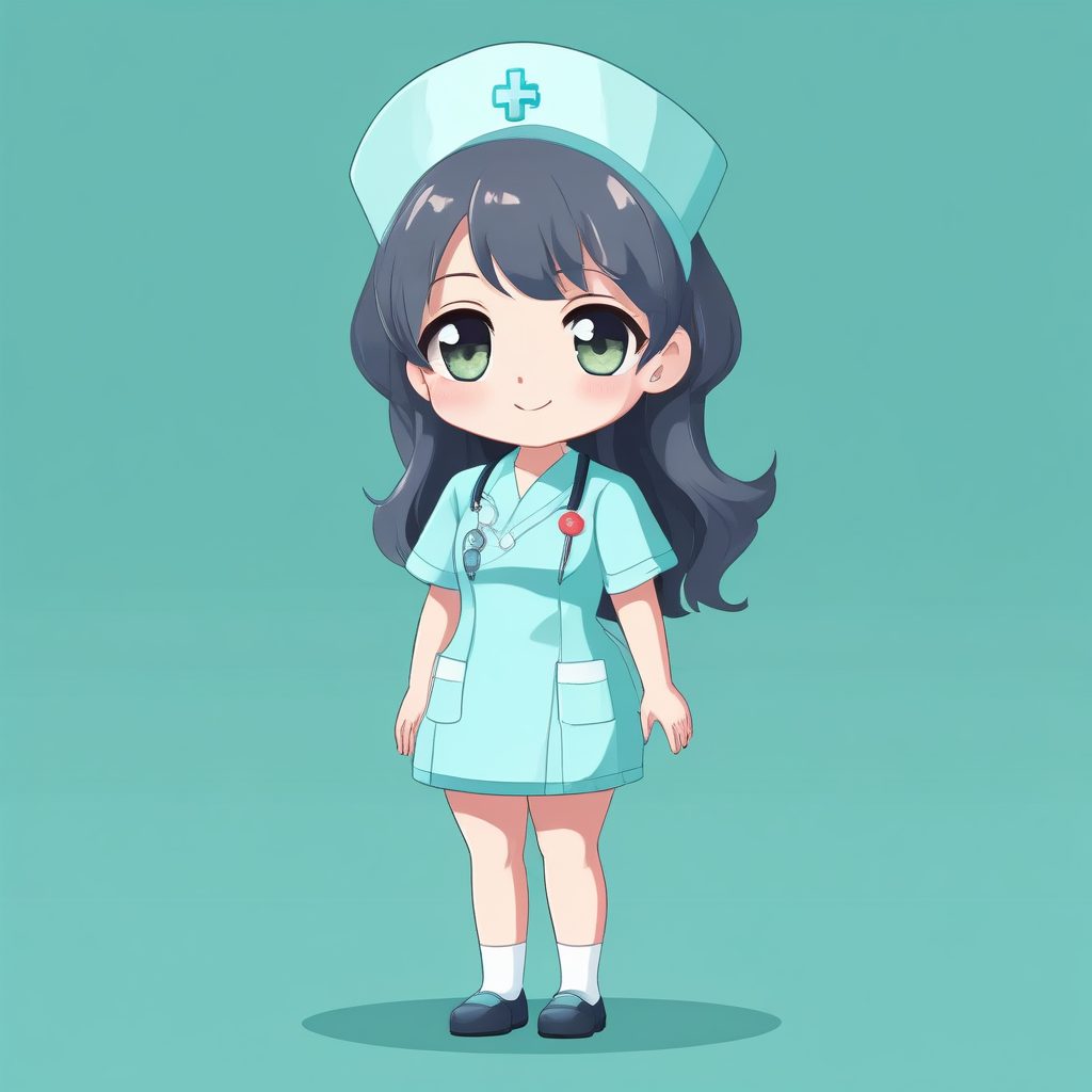 💊治愈系动漫Q版：温柔护士小姐姐全身照，极简主义配色！