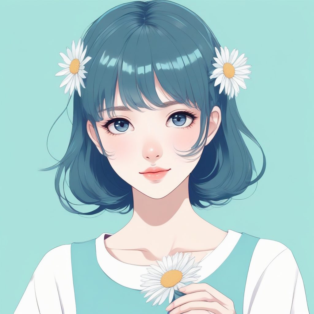 🌼治愈系马卡龙：透明水彩质感的清新少女头像