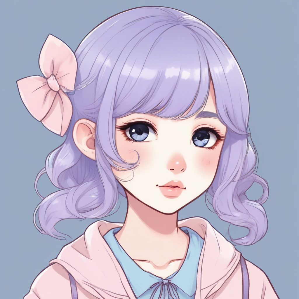 👧治愈系慢镜头：女孩低头沉思的温柔日系插画