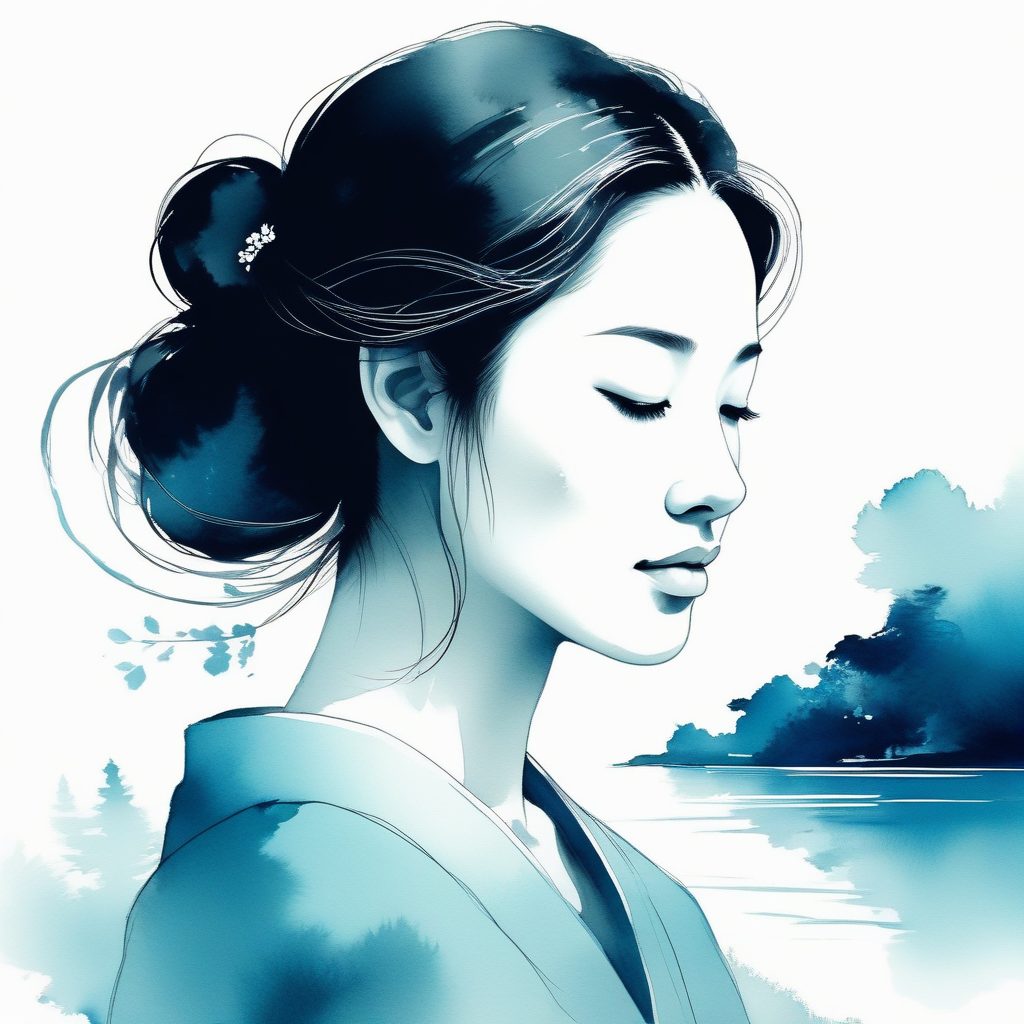 🪷 半亩方塘：夏日荷韵里的清爽水墨女孩