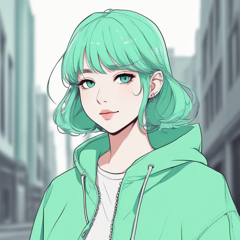 🧊 薄荷清凉：极简街头风动漫头像