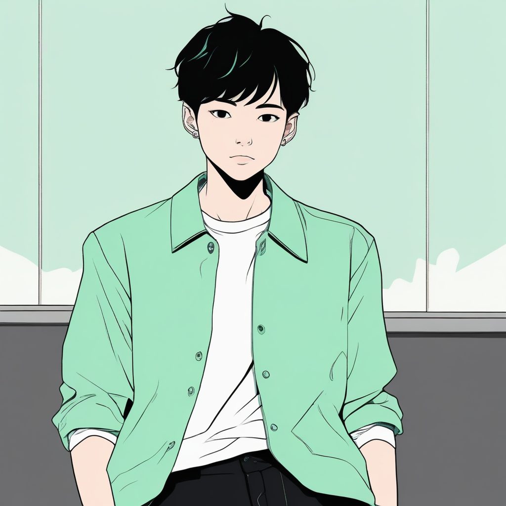 🧊 薄荷少年：清新感十足的夏季极简动漫肖像