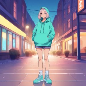 🎧 潮流街头感：二次元 Q 版时尚女孩头像