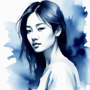 💙 靛蓝梦境：新中式青花色调女孩头像