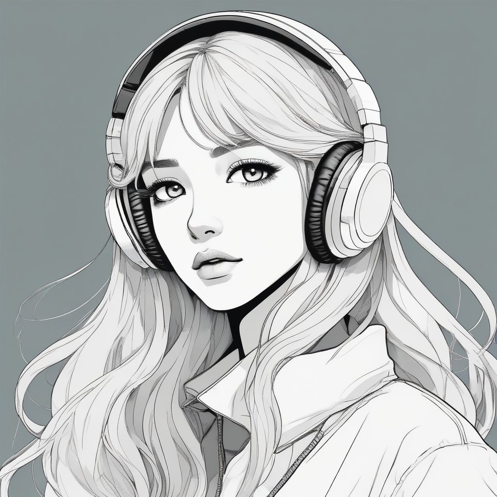 🏙️ 都市剪影：黑白线条下的日系时尚少女
