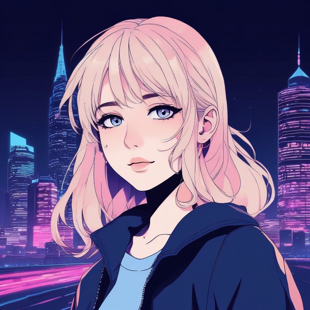 🌃 都市霓虹动漫:赛博感十足的少女肖像,光影里的故事感