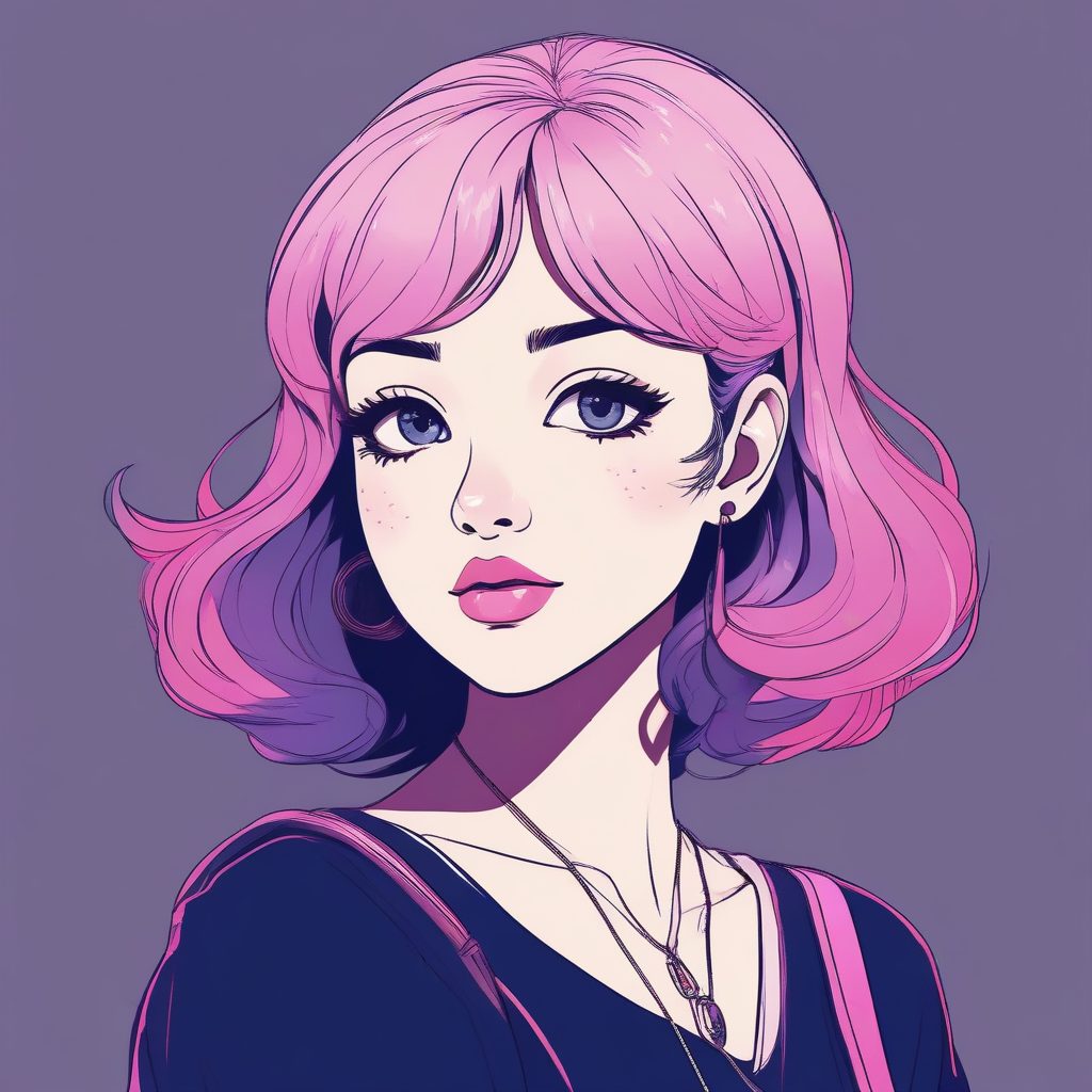 🏙️都市霓虹感：复古动漫风极简肖像