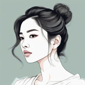 氛感拉满！慵懒随性低丸子头女生头像