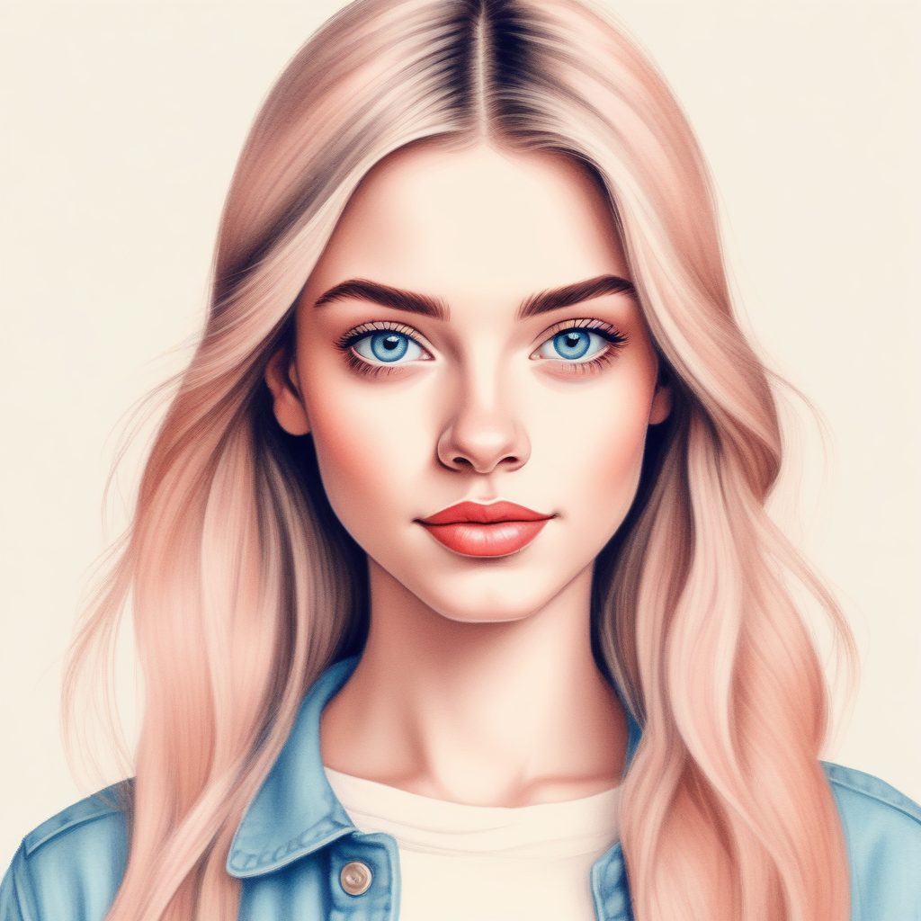 🎨粉蓝系手绘头像: 极简线稿风, 捕捉少女的治愈瞬间