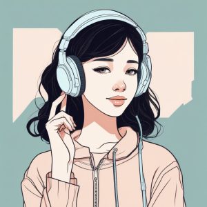 🎧 氛围感拿捏：佩戴耳机的极简漫感少女