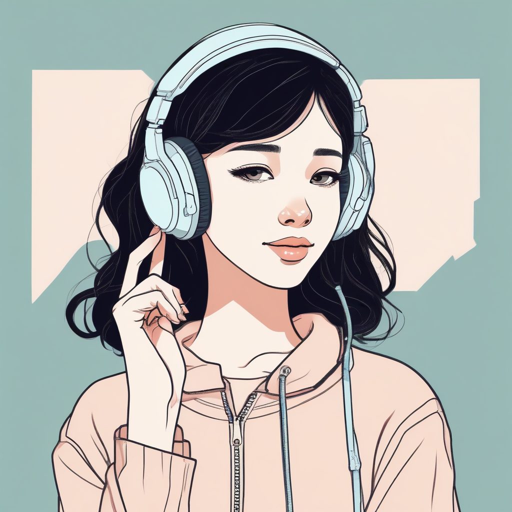 🎧 氛围感拿捏：佩戴耳机的极简漫感少女