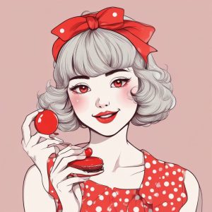 🍒复古甜心！90年代风格的极简动漫少女