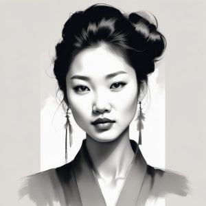 💎 高级灰度：清冷感十足的水墨少女肖像