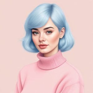 🎨极简粉蓝系女孩: 温柔手绘插画头像分享
