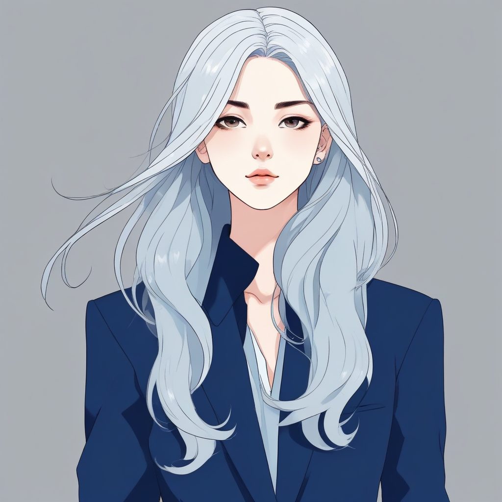🦢 极简黑白灰变体: 灰蓝色调的高级动漫冷色肖像