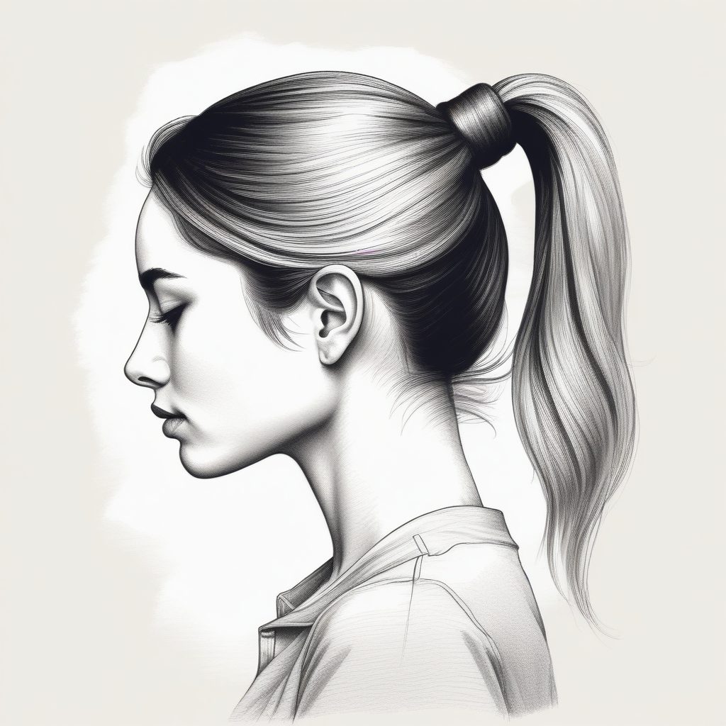 📐 极简铅笔素描：侧颜女神，线条的极致美学