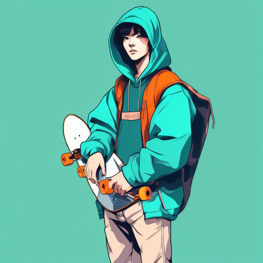 🛹街头潮流！极简动漫风格的滑板少年