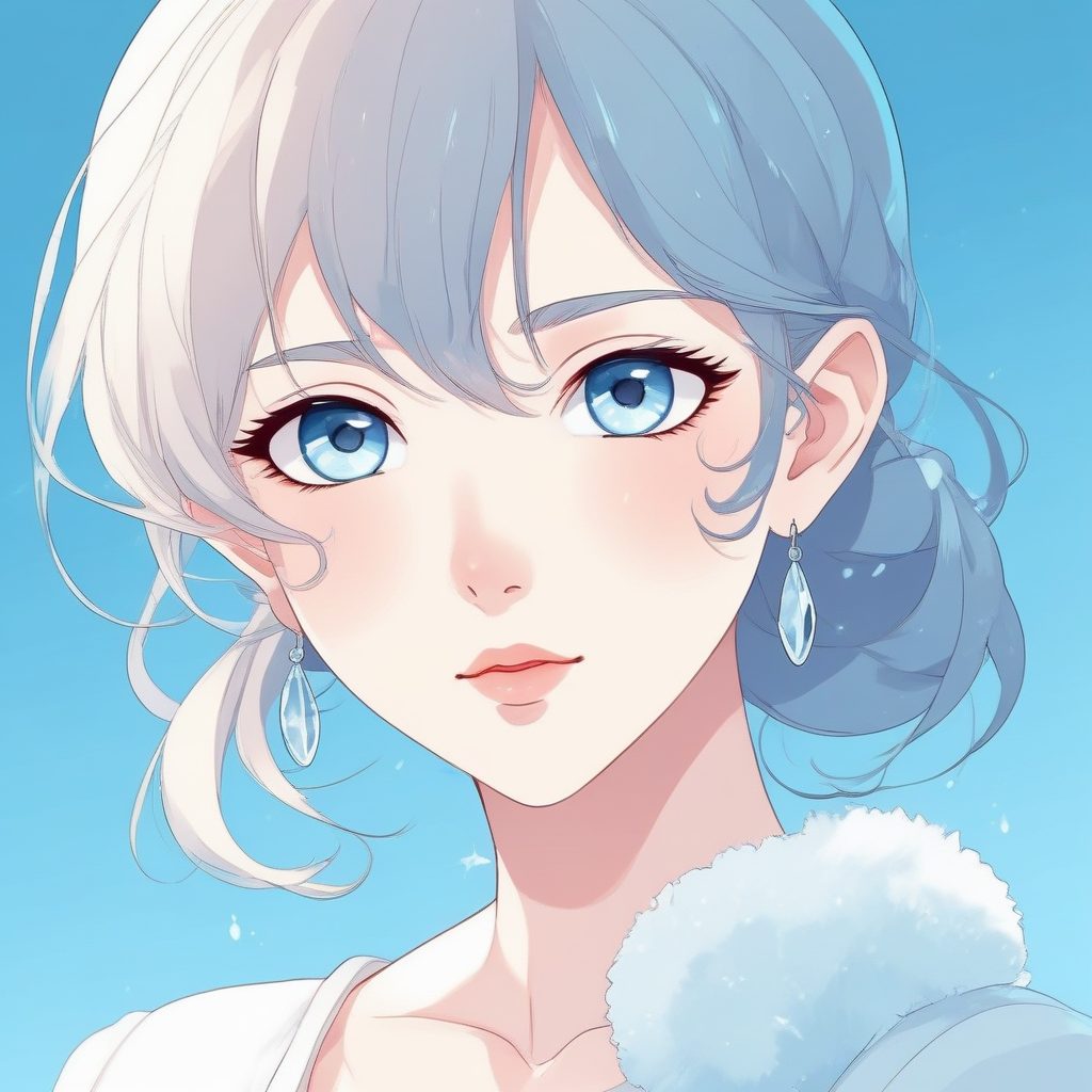 🧊晶莹质感：琉璃色极简少女肖像