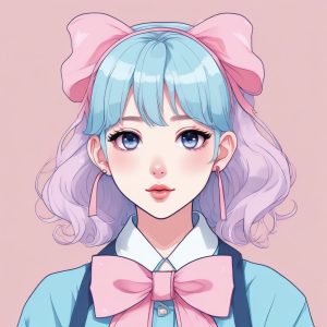 🎀精致蝴蝶结少女!粉蓝调动漫头像